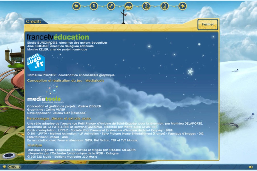 interface serious game le petit prince Celine Vivier Graphiste Illustrateur jeux éducatifs pedagogiques Lyon