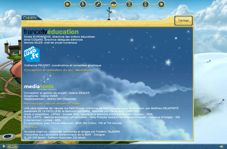 interface serious game le petit prince Celine Vivier Graphiste Illustrateur jeux éducatifs pedagogiques Lyon