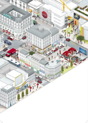 ville isométrique quadriplay Celine Vivier Graphiste 3D Lyon